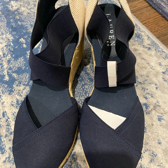 Never worn: Women's Navy Wedge Sandals - Picture 2 of 4